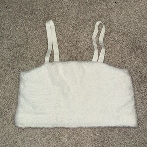 Gymshark x Whitney Simmons fuzzy white top